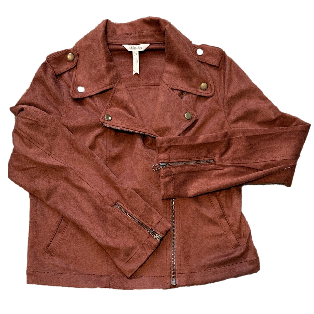MATILDA JANE Girl’s Faux Suede Rust Moto Jacket Sz 16